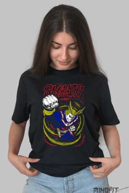 Tricou Anime My Hero Academia - All Might Smash Legendar Dama Negru