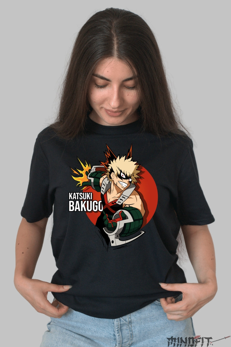 Tricou Anime My Hero Academia - Bakugo Explozie Necontrolata Dama Negru