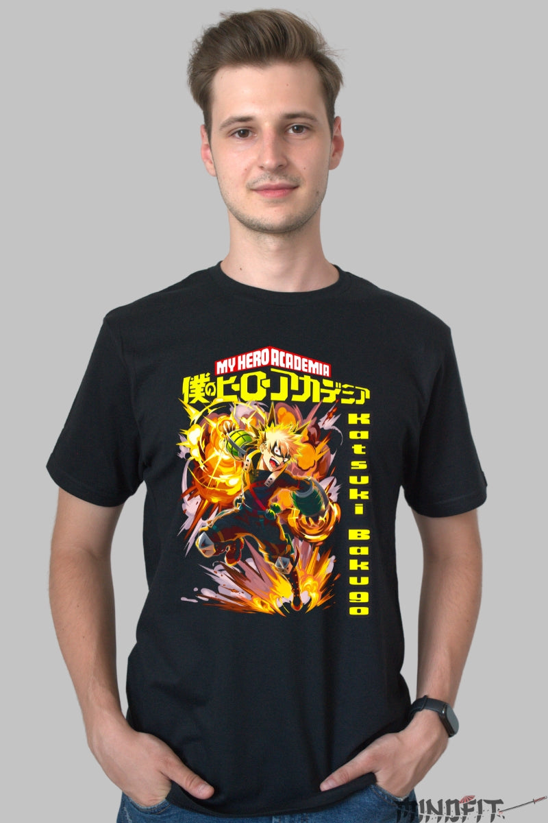 Tricou Anime My Hero Academia - Bakugo Explozie Suprema Barbat Negru