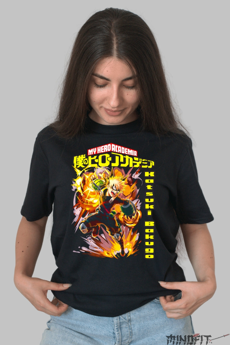 Tricou Anime My Hero Academia - Bakugo Explozie Suprema Dama Negru