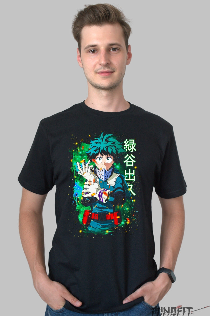 Tricou Anime My Hero Academia - Deku Aura Incredibila Barbat Negru