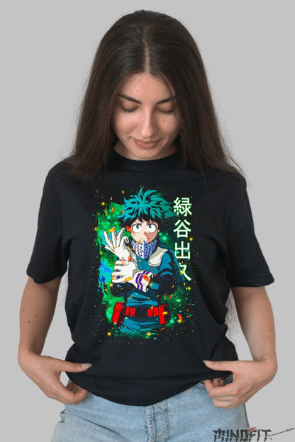 Tricou Anime My Hero Academia - Deku Aura Incredibila Dama Negru