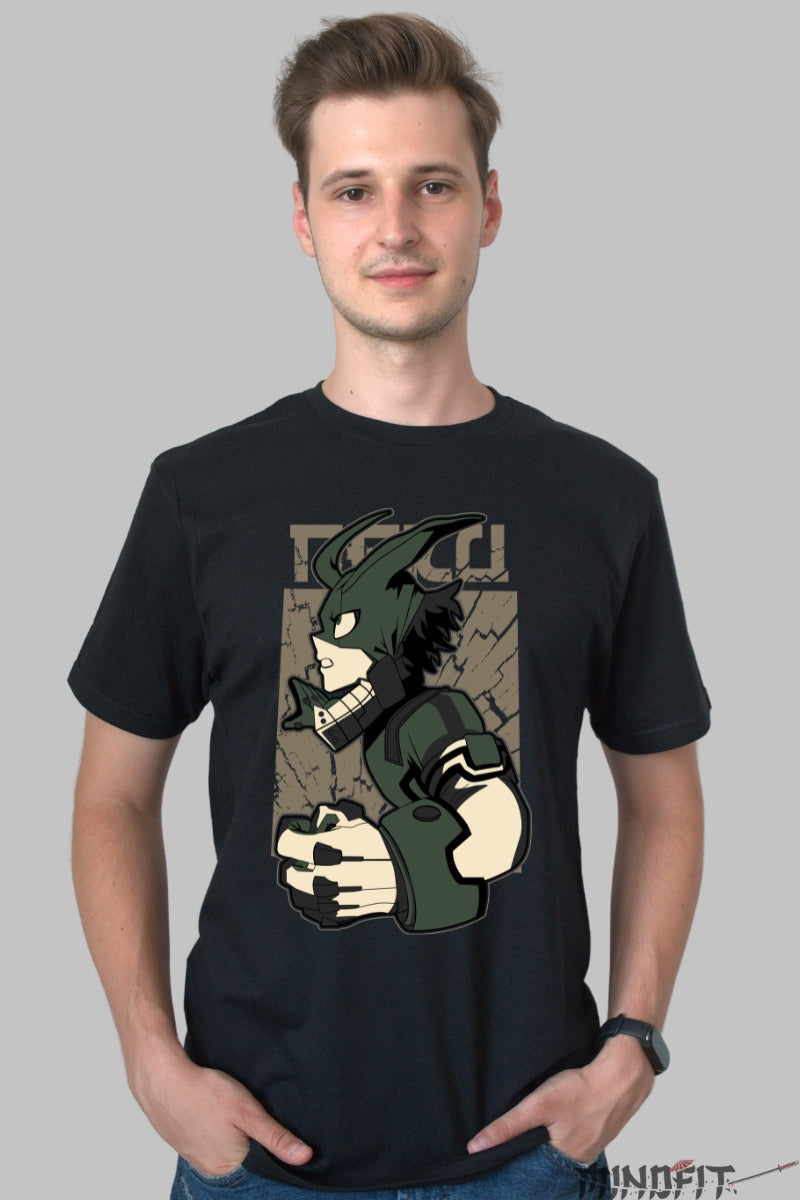Tricou Anime My Hero Academia - Deku Determinare Exploziva Barbat Negru