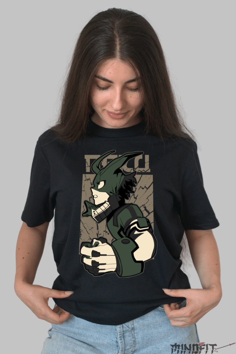 Tricou Anime My Hero Academia - Deku Determinare Exploziva Dama Negru