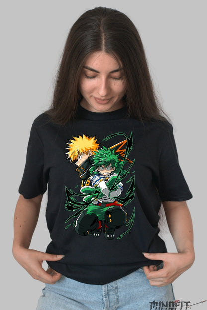 Tricou Anime My Hero Academia - Deku si Bakugo Forta Exploziva Dama Negru