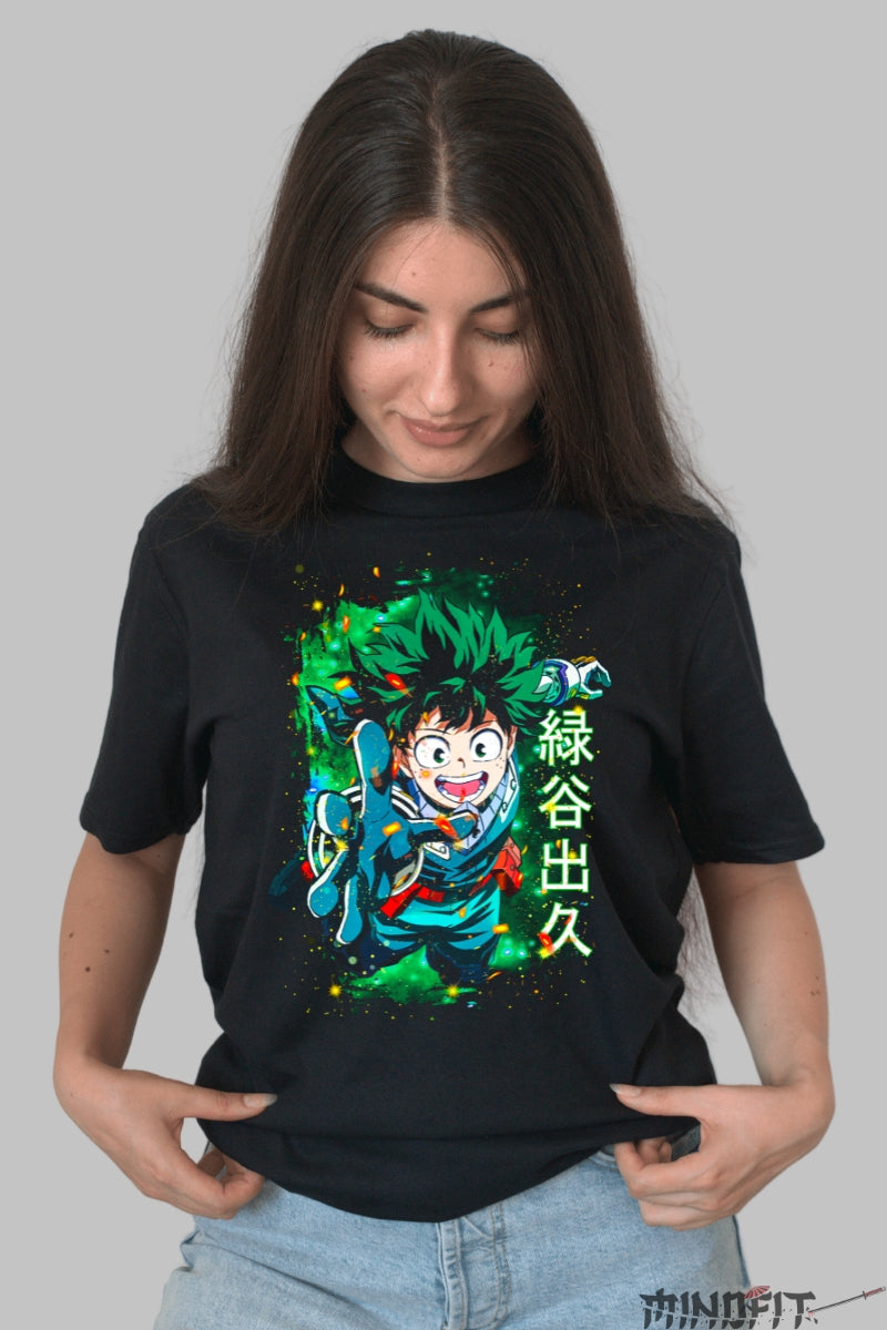 Tricou Anime My Hero Academia - Deku Viteza Sperantei Dama Negru