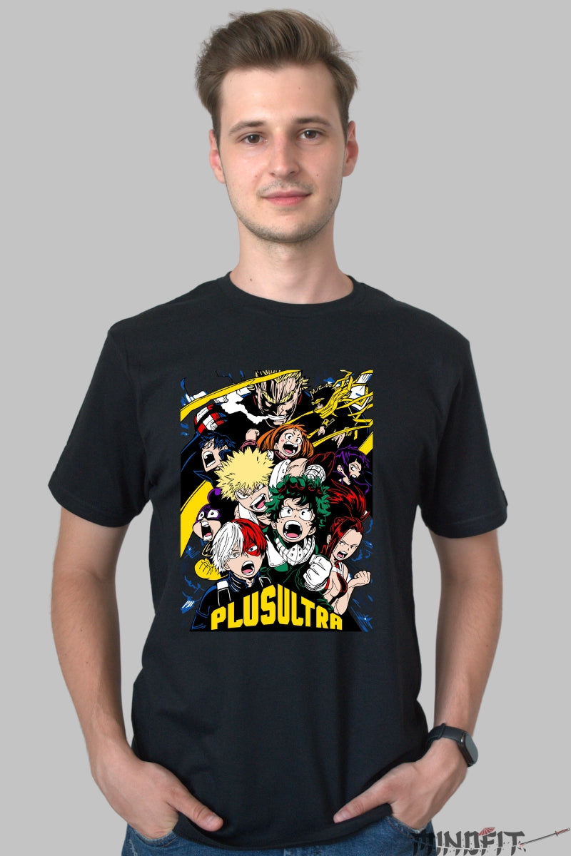 Tricou Anime My Hero Academia - Eroii Plus Ultra in Actiune Barbat Negru