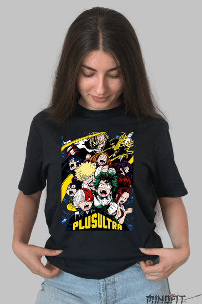 Tricou Anime My Hero Academia - Eroii Plus Ultra in Actiune Dama Negru