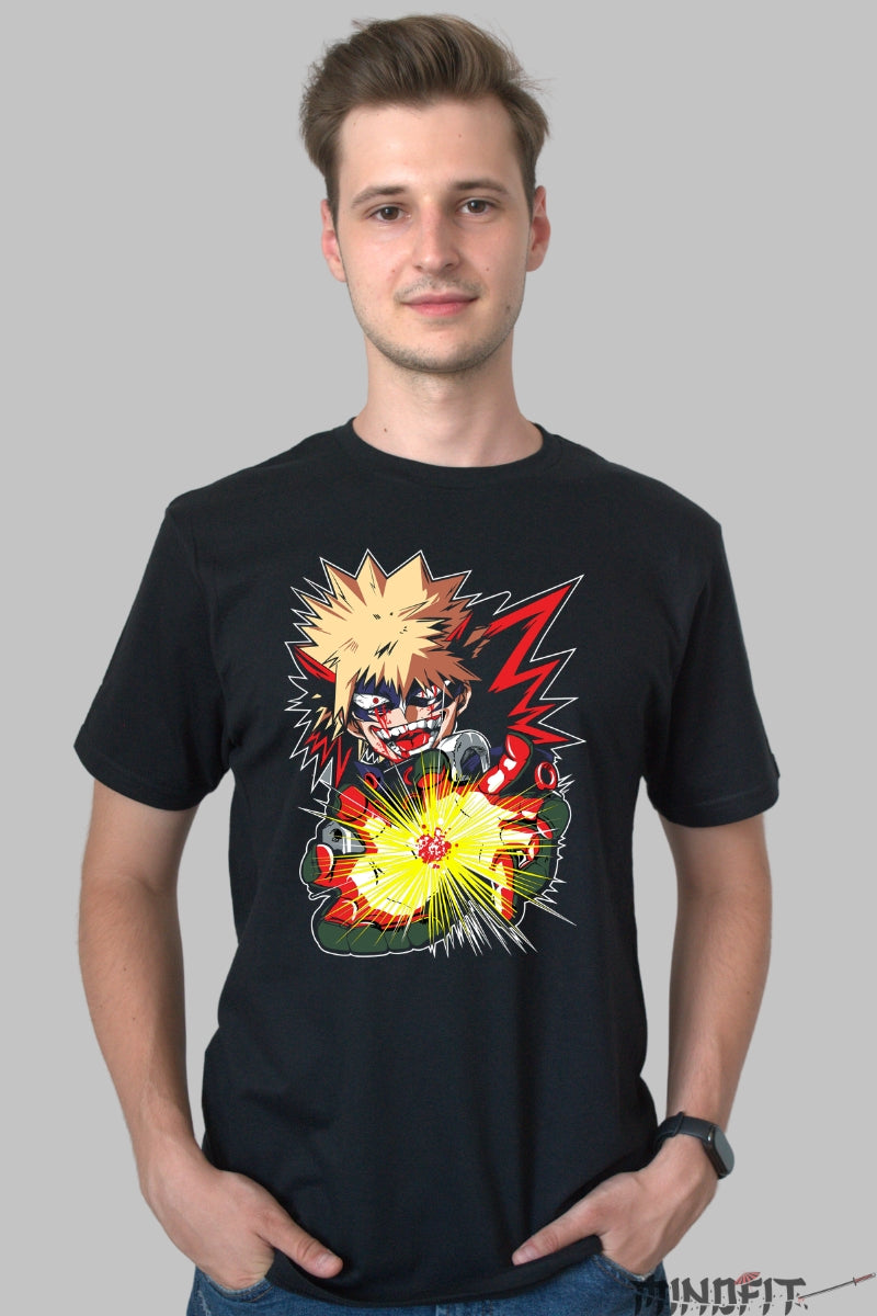 Tricou Anime My Hero Academia - Explozia lui Bakugo Barbat Negru