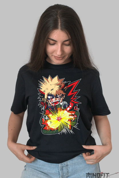 Tricou Anime My Hero Academia - Explozia lui Bakugo Dama Negru
