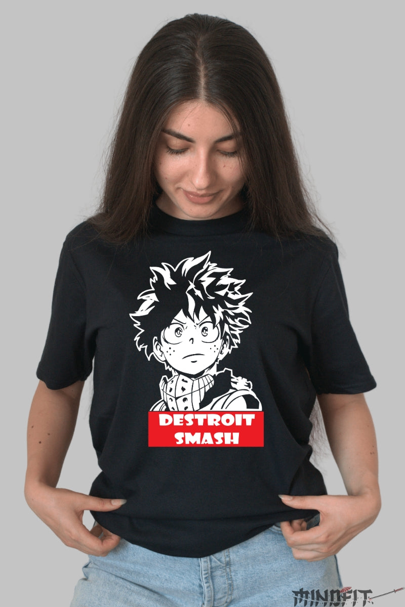 Tricou Anime My Hero Academia - Izuku Midoriya Detroit Smash Dama Negru