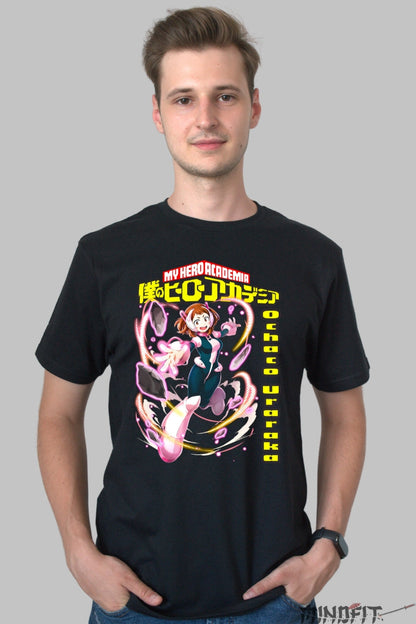Tricou Anime My Hero Academia - Ochaco Gravitatia Inimii Barbat Negru