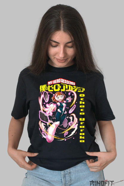 Tricou Anime My Hero Academia - Ochaco Gravitatia Inimii Dama Negru