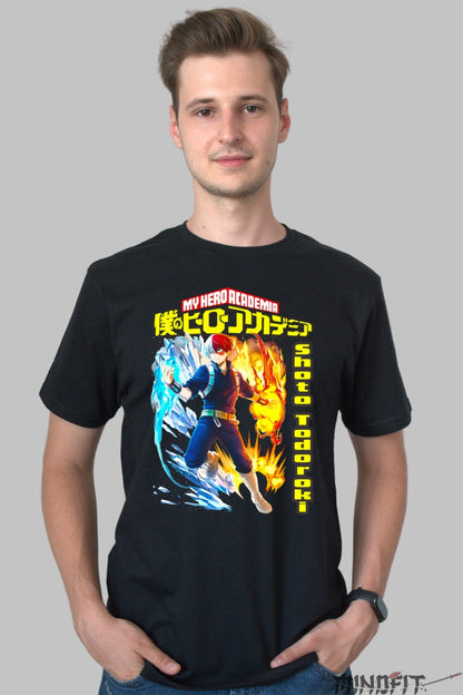 Tricou Anime My Hero Academia - Shoto Todoroki Dubla Putere Barbat Negru