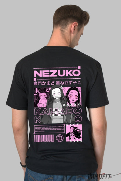 Tricou Anime Nezuko - Demon cu Inima Umana Barbat Negru