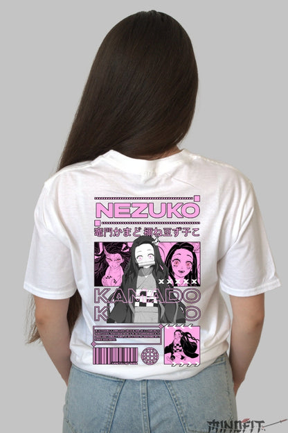 Tricou Anime Nezuko - Demon cu Inima Umana Dama alb