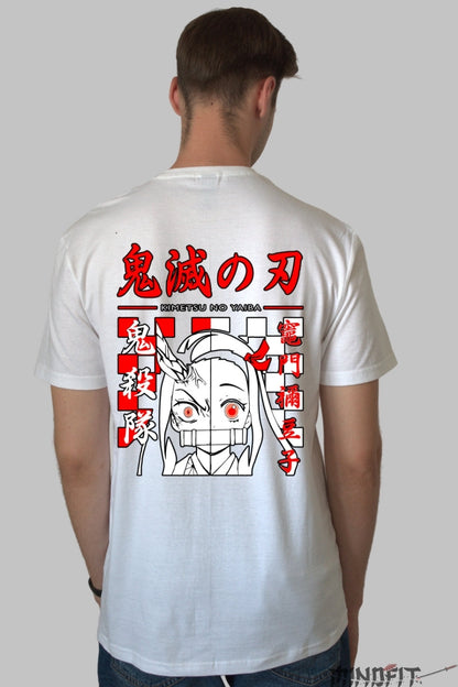 Tricou Anime Nezuko Demon Form - Kimetsu Style Barbat Alb