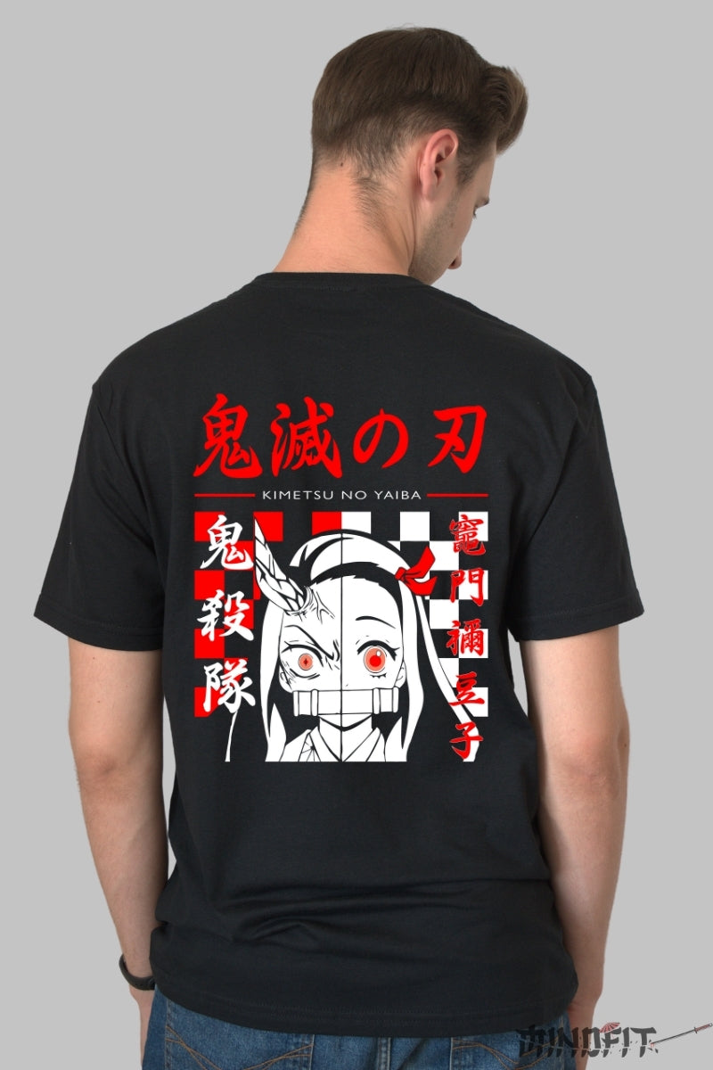 Tricou Anime Nezuko Demon Form - Kimetsu Style Barbat Negru