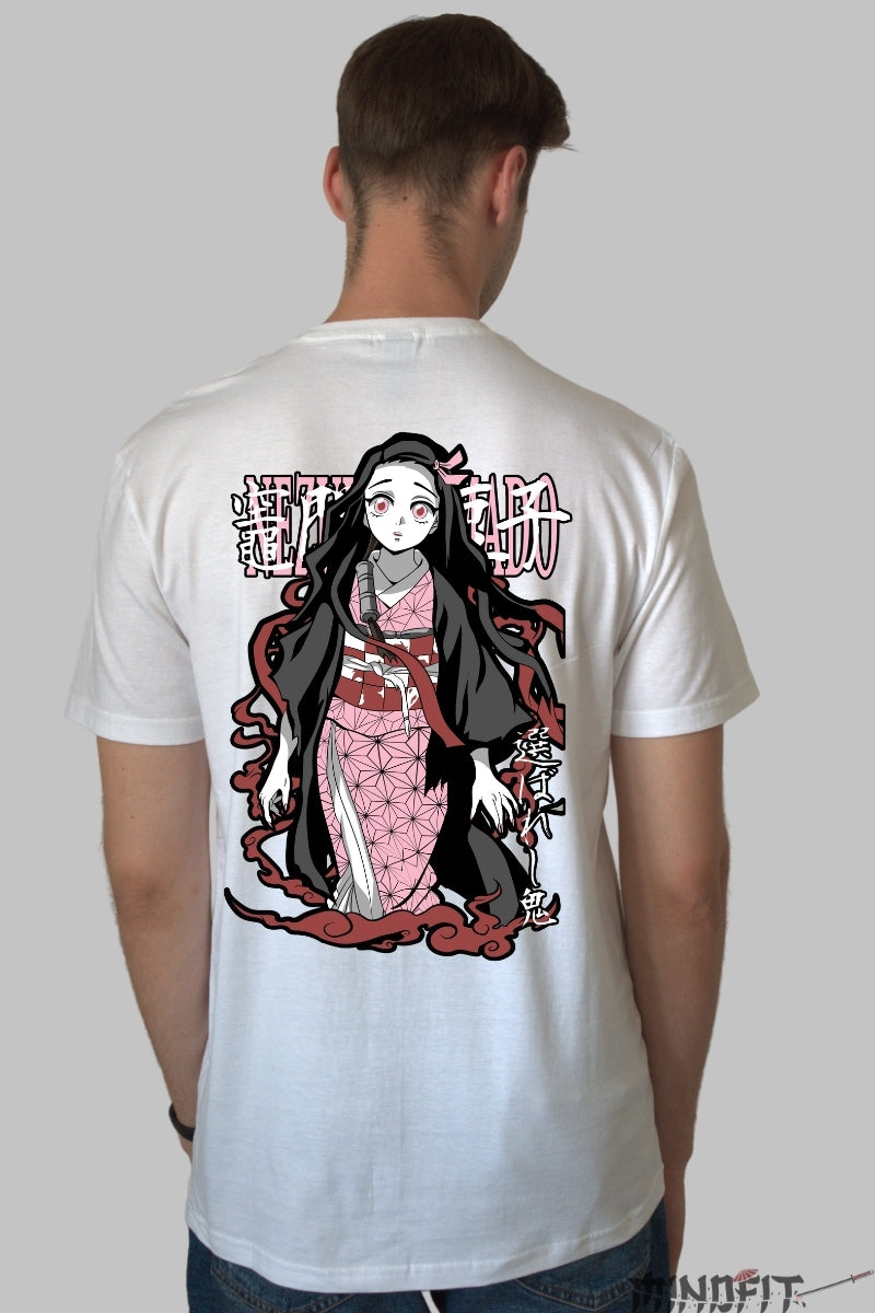 Tricou Anime Nezuko Kamado - Demon Power Barbat Alb