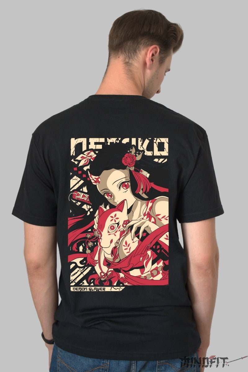 Tricou Anime Nezuko - Spiritul Vulpii Demon Barbat Negru