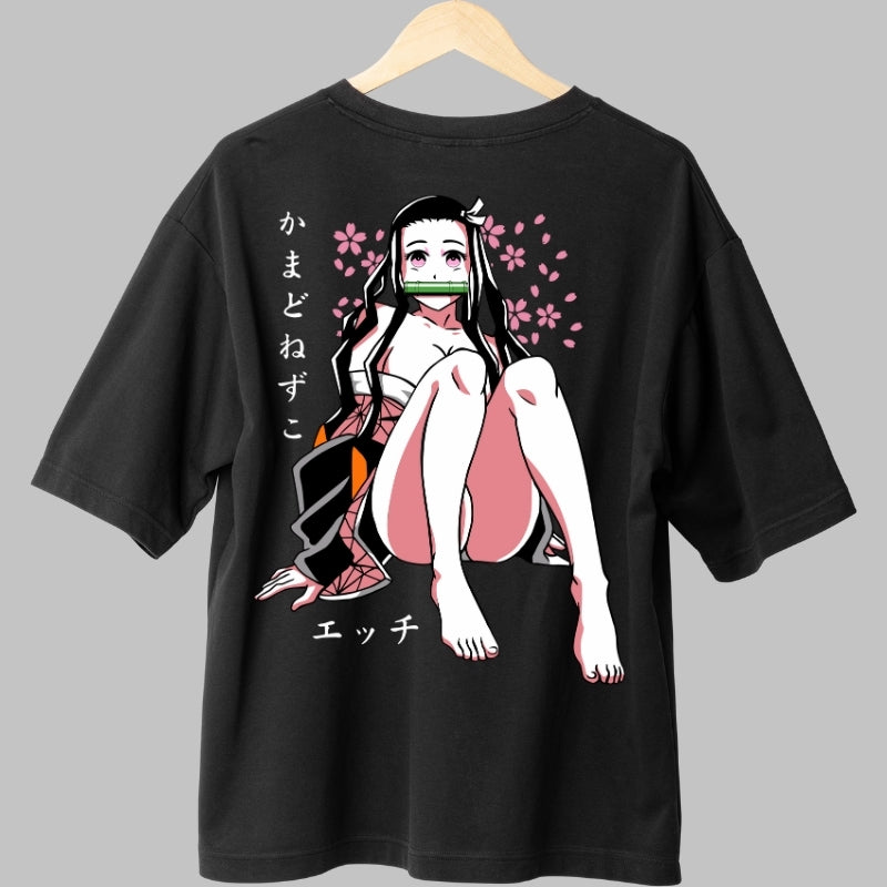 Tricou Anime Nezuko Stil Sakura Demon Spate