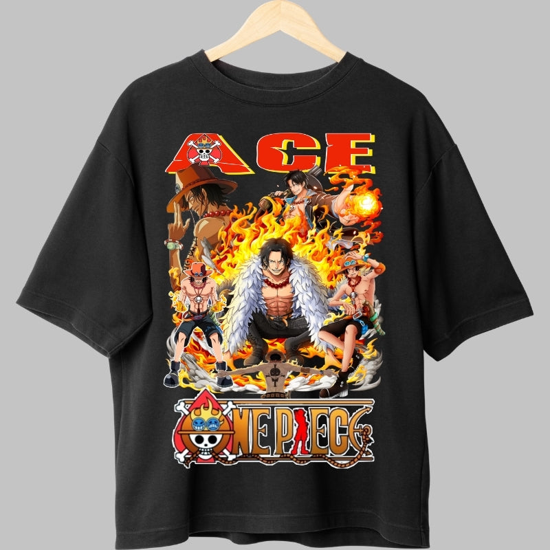 Tricou Anime One Piece - Ace Comandantul Focului fata