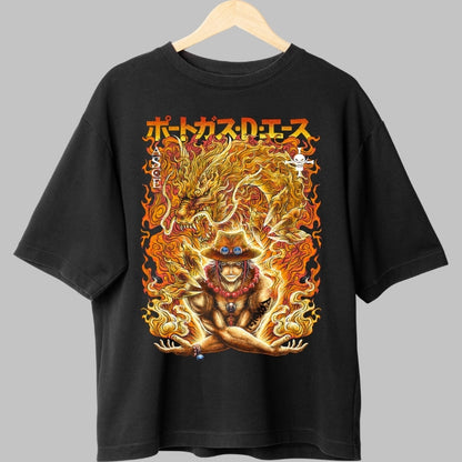 Tricou Anime One Piece - Ace Flacara Dragonului fata