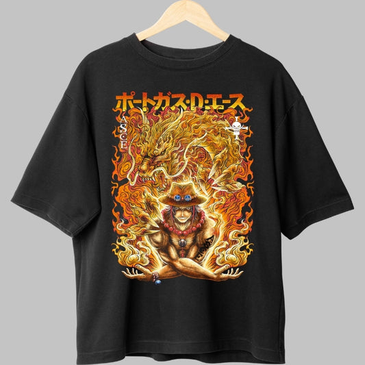 Tricou Anime One Piece - Ace Flacara Dragonului fata