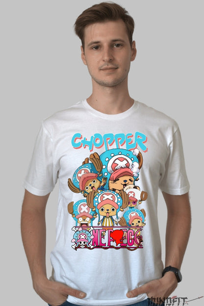 Tricou Anime One Piece - Chopper Squad Crew barbat alb