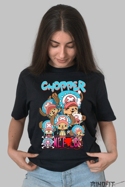 Tricou Anime One Piece - Chopper Squad Crew dama negru