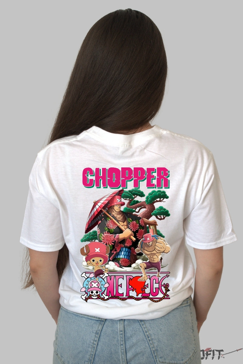 Tricou Anime One Piece - Chopper Wano Warrior Edition dama alb