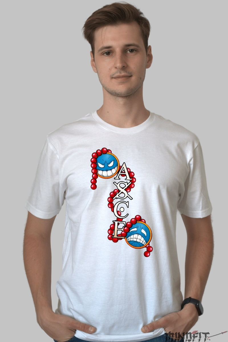 Tricou Anime One Piece - Fratia ASCE Legendar barbat alb