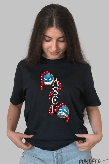 Tricou Anime One Piece - Fratia ASCE Legendar dama negru