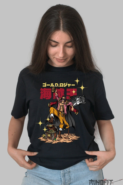 Tricou Anime One Piece - Gol D. Roger Legenda Piratilor dama negru