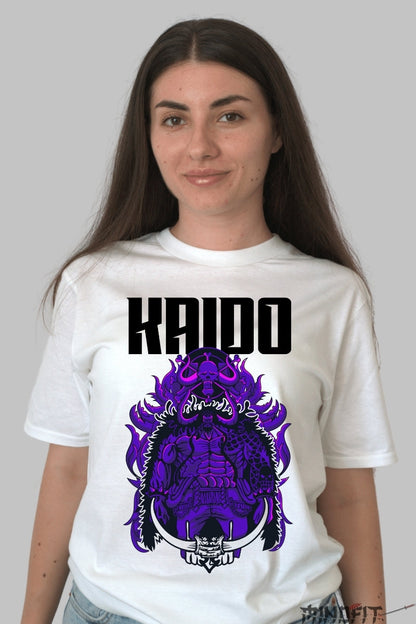 Tricou Anime One Piece - Kaido The Beast Emperor dama alb