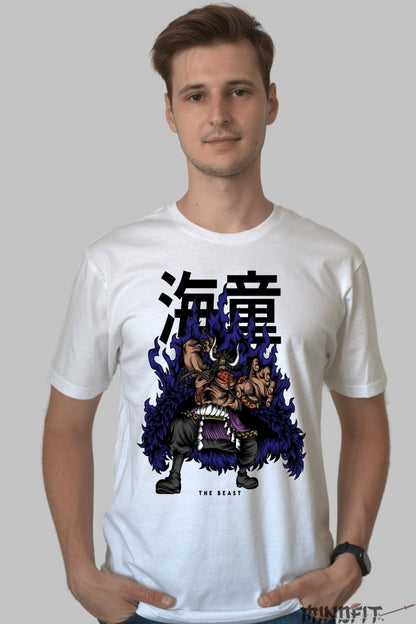 Tricou Anime One Piece - Kaido The Beast in Flacari Intunecate barbat alb
