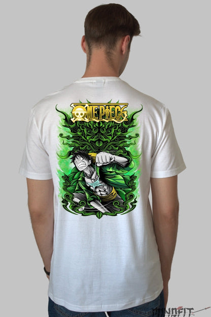 Tricou Anime One Piece - Luffy Dragon Spirit Energy barbat alb