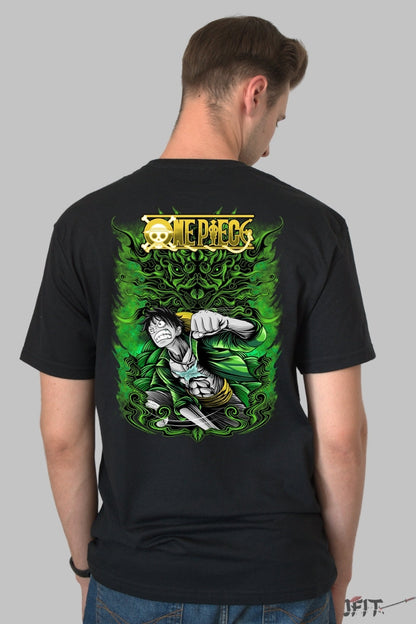 Tricou Anime One Piece - Luffy Dragon Spirit Energy barbat negru