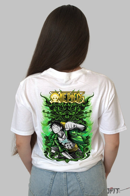 Tricou Anime One Piece - Luffy Dragon Spirit Energy dama alb