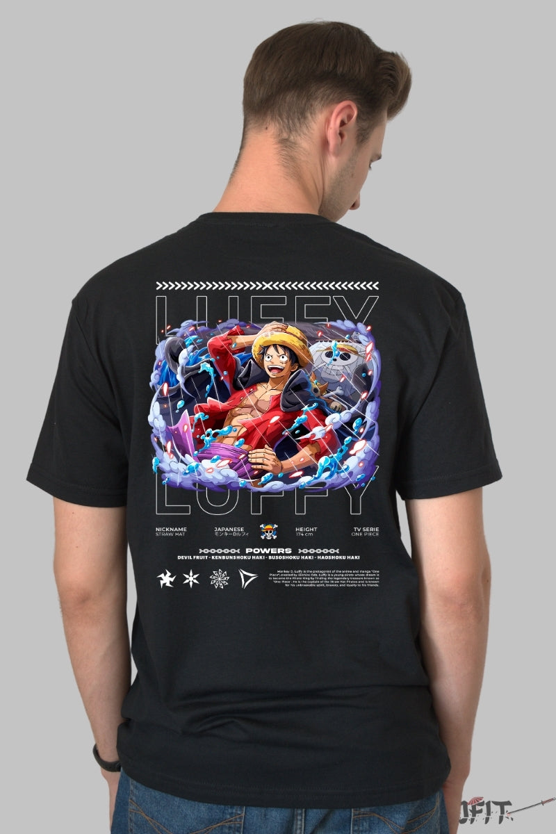 Tricou Anime One Piece - Luffy Gear 5 Aura Legendara barbat negru