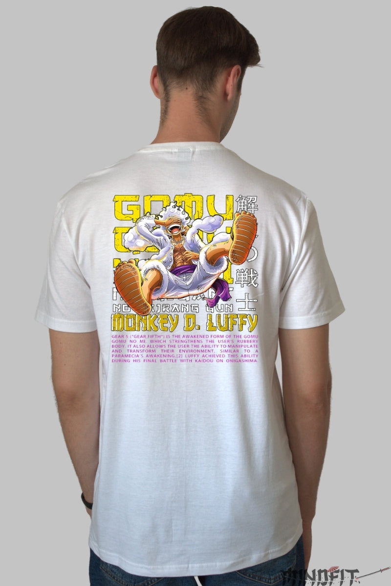 Tricou Anime One Piece - Luffy Gear 5 Awakened Power barbat alb
