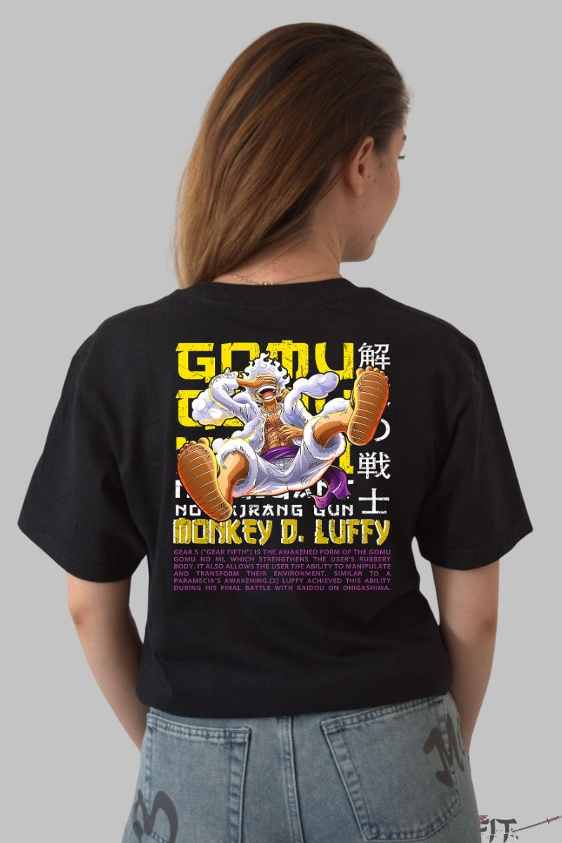 Tricou Anime One Piece - Luffy Gear 5 Awakened Power dama negru