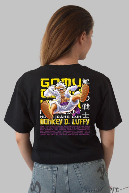 Tricou Anime One Piece - Luffy Gear 5 Awakened Power dama negru