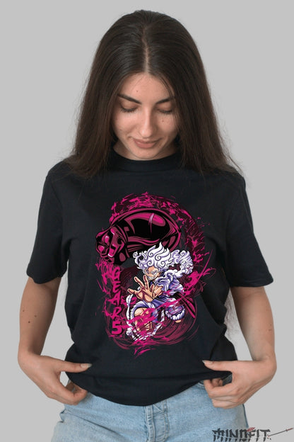 Tricou Anime One Piece - Luffy Gear 5 Awakened Power dama negru