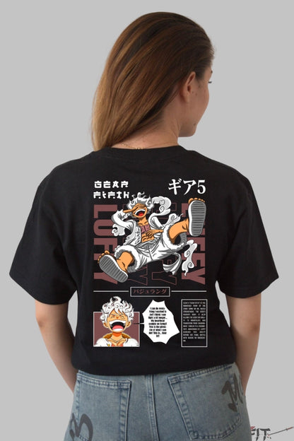 Tricou Anime One Piece - Luffy Gear 5 Awakening dama negru