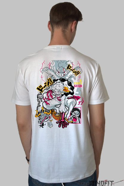 Tricou Anime One Piece - Luffy Gear 5 Awakening barbat alb