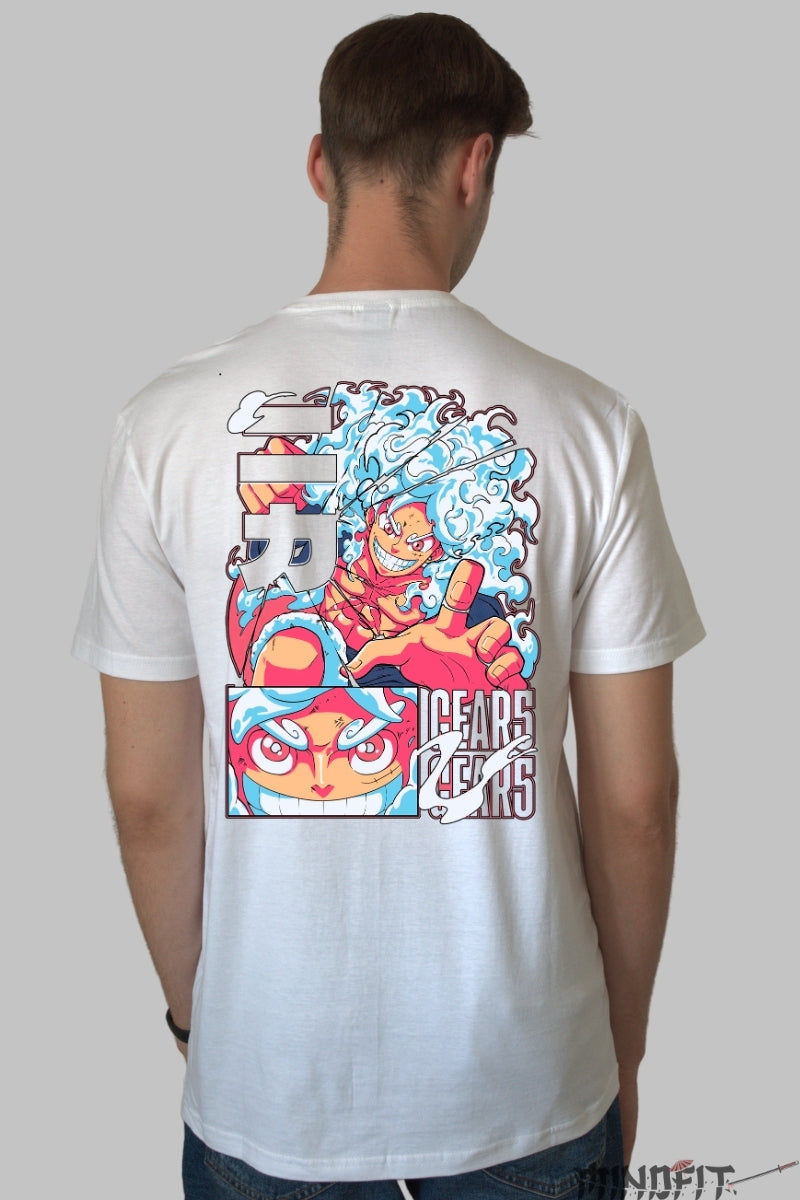 Tricou Anime One Piece - Luffy Gear 5 Awakening barbat alb