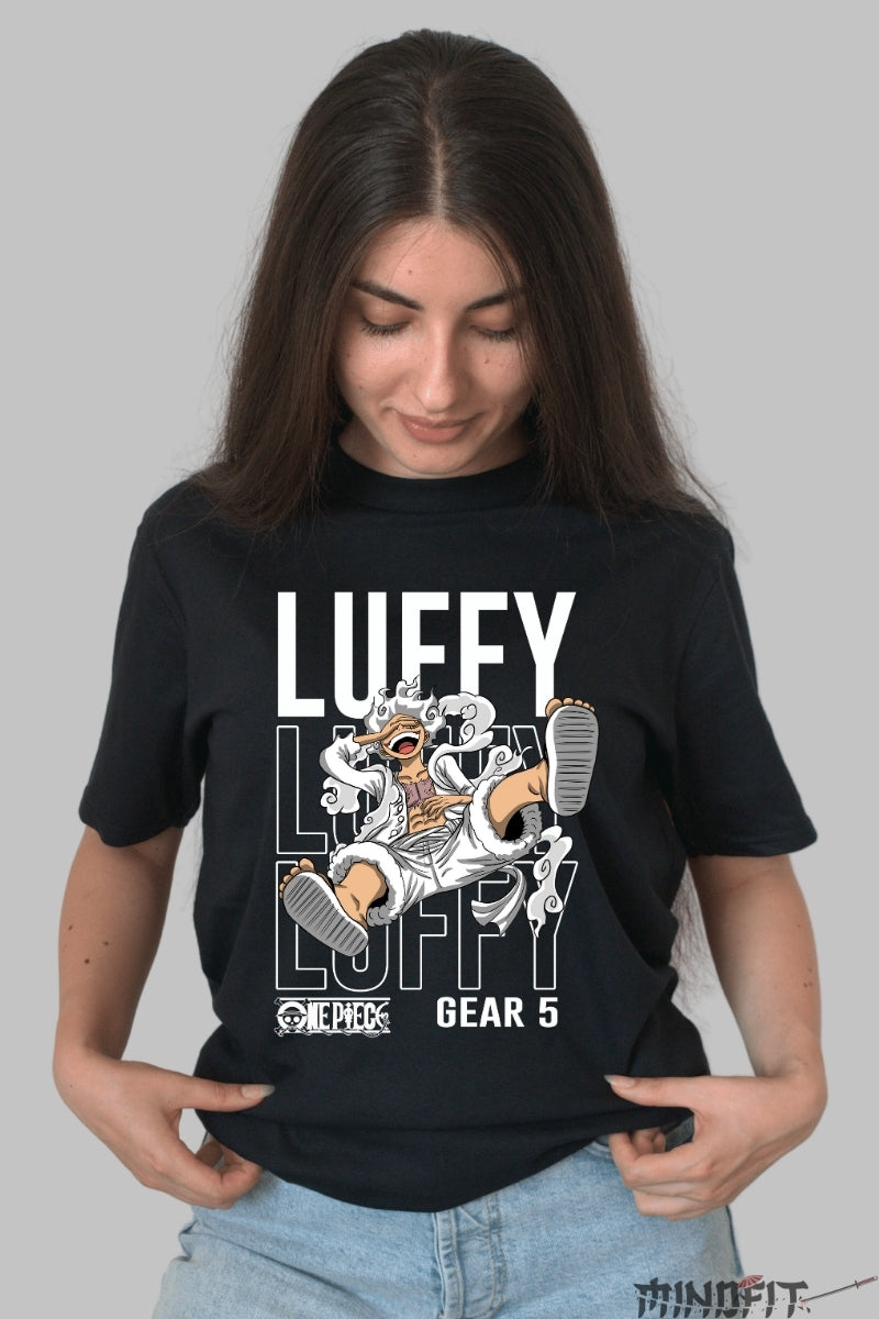 Tricou Anime One Piece - Luffy Gear 5 Explozie de Energie dama negru