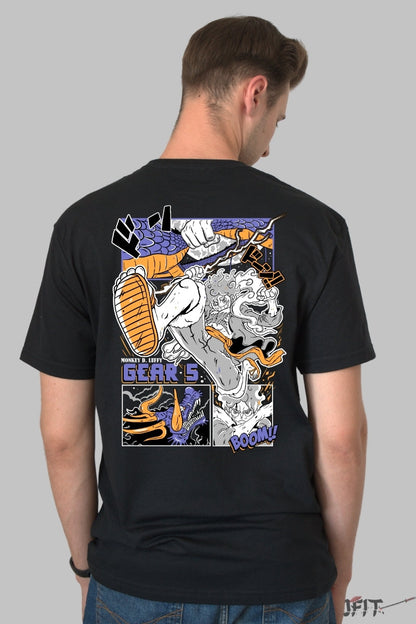 Tricou Anime One Piece - Luffy Gear 5 Impact barbat negru