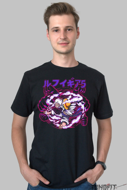 Tricou Anime One Piece - Luffy Gear 5 Impact barbat negru